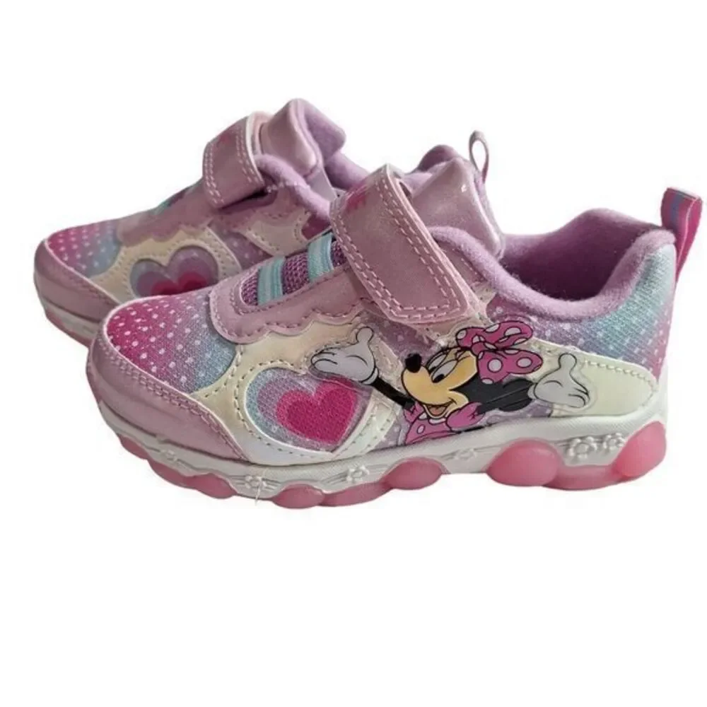 Minnie shoes for girls sneakers with LED light without laces Pink Size 10 (18cms